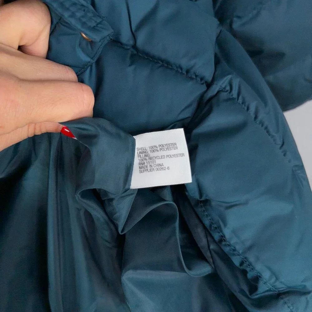 Liz Claiborne Puffer Jacket Womens XL Tahoe Teal Quilted Hooded Winter Gorpcore